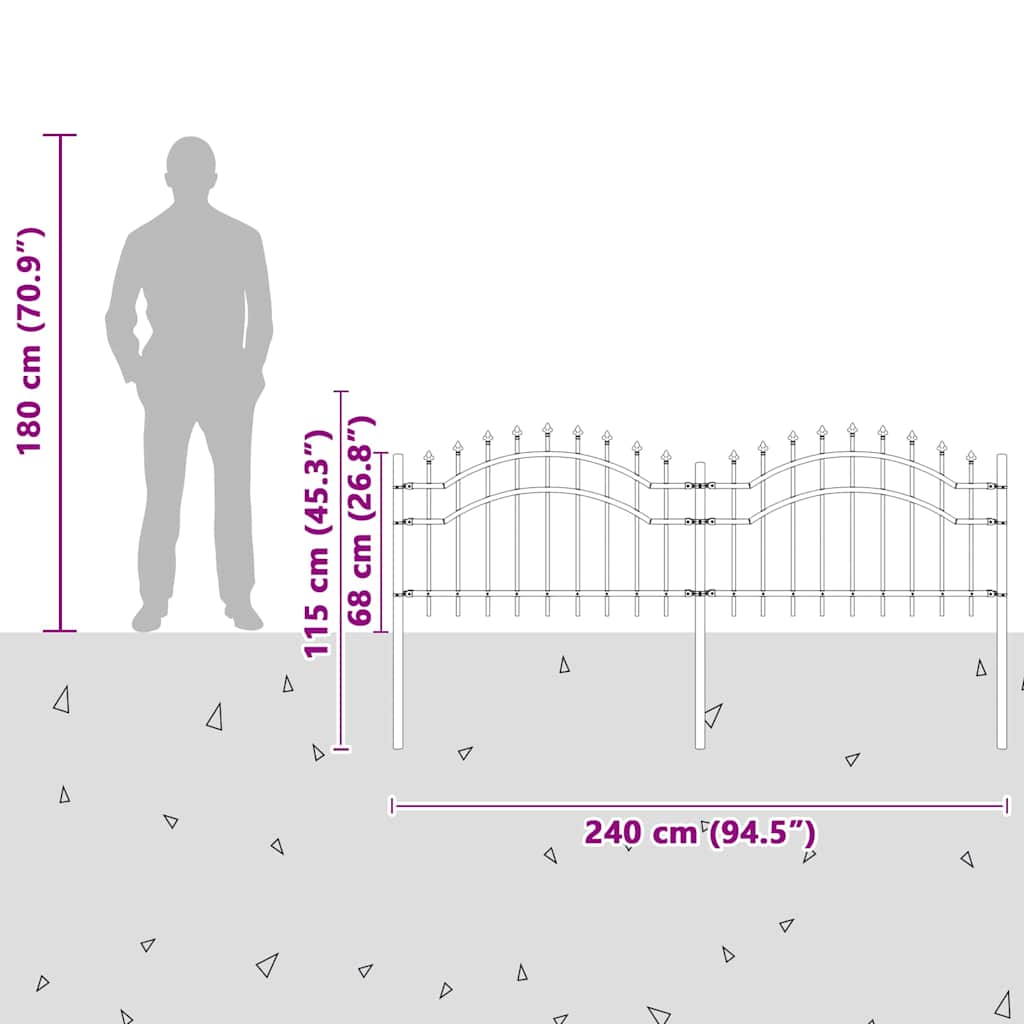 vidaXL Φράχτης Κήπου Λευκό 115 cm Ατσάλι με Επικάλυψη Πούδρας