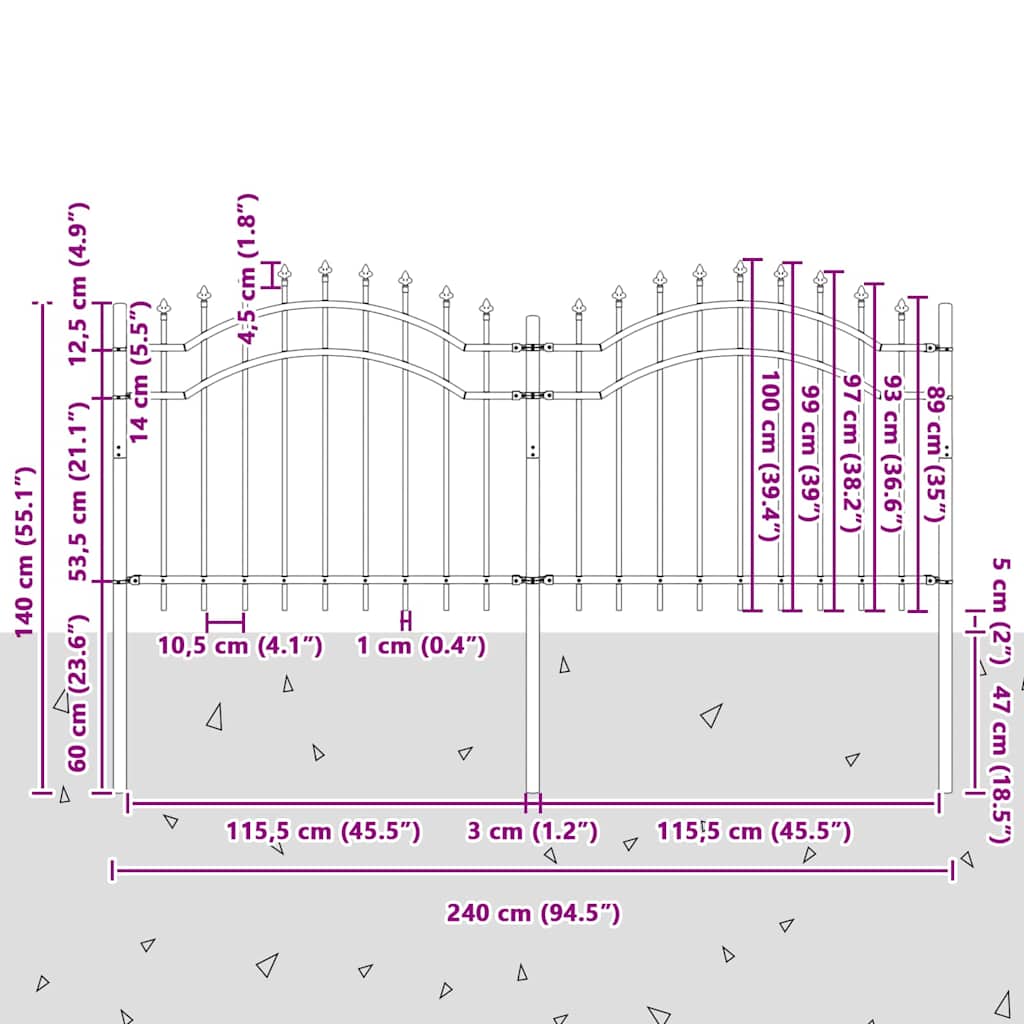 vidaXL Φράχτης Κήπου Λευκό 140 cm Ατσάλι με Επικάλυψη Πούδρας