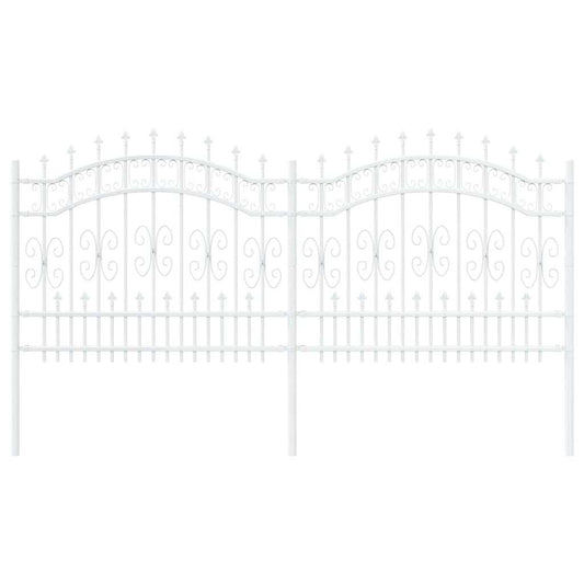 vidaXL Φράχτης κήπου Λευκό 140 cm Ατσάλι με Επικάλυψη Πούδρας
