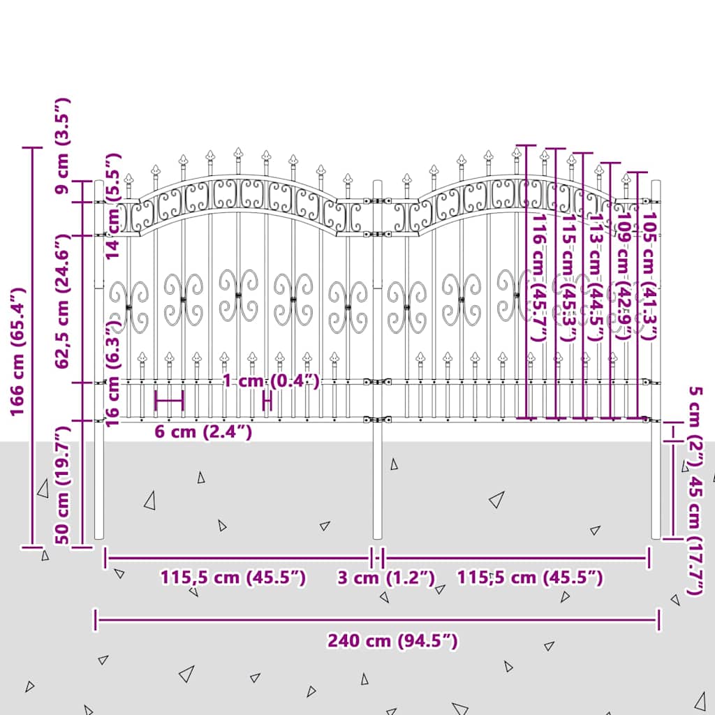 vidaXL Φράχτης Κήπου Λευκό 165 cm Ατσάλι με Επικάλυψη Πούδρας