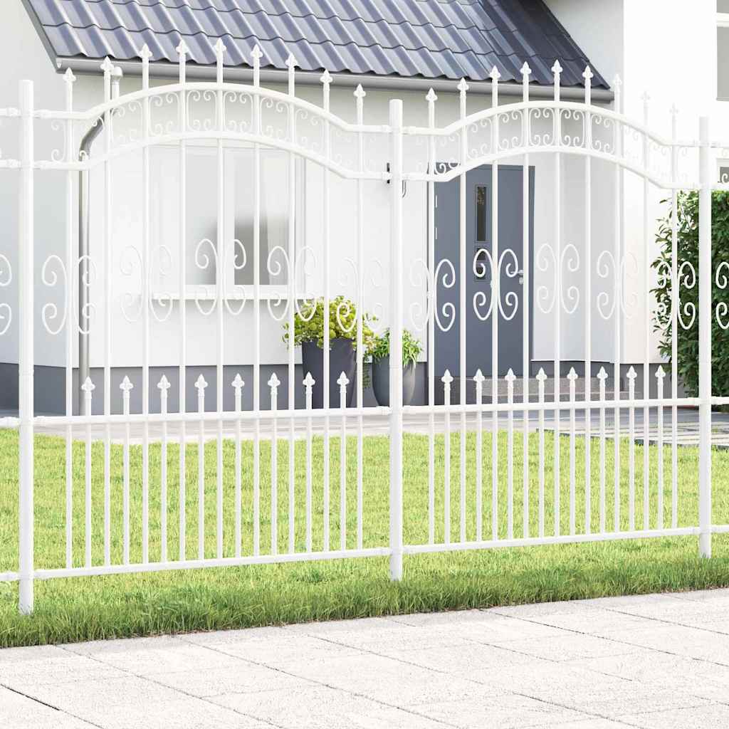 vidaXL Φράχτης κήπου Λευκό 190 cm Ατσάλι με Επικάλυψη Πούδρας