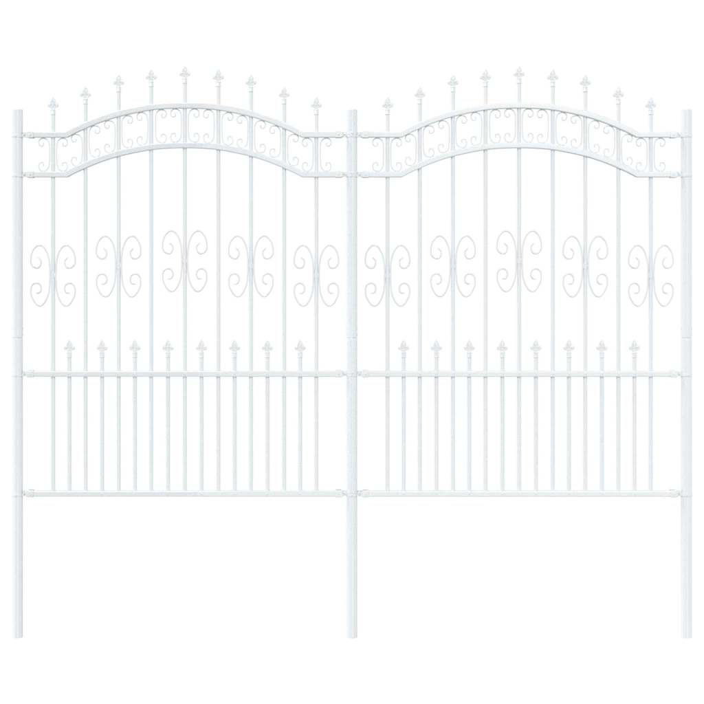 vidaXL Φράχτης κήπου Λευκό 190 cm Ατσάλι με Επικάλυψη Πούδρας