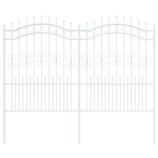 vidaXL Φράχτης κήπου Λευκό 190 cm Ατσάλι με Επικάλυψη Πούδρας
