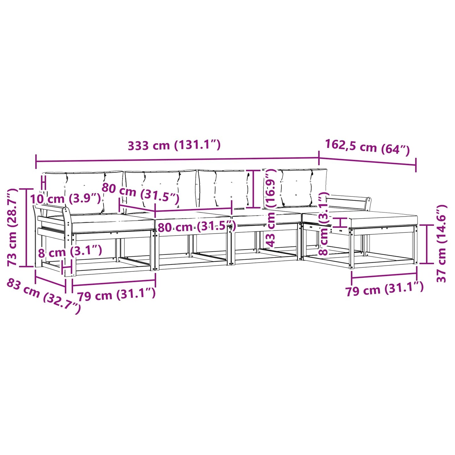 vidaXL Σειρά Καναπέ Εξωτερικού 4 pcs Λευκό και Κρεμ Πολυεστέρας