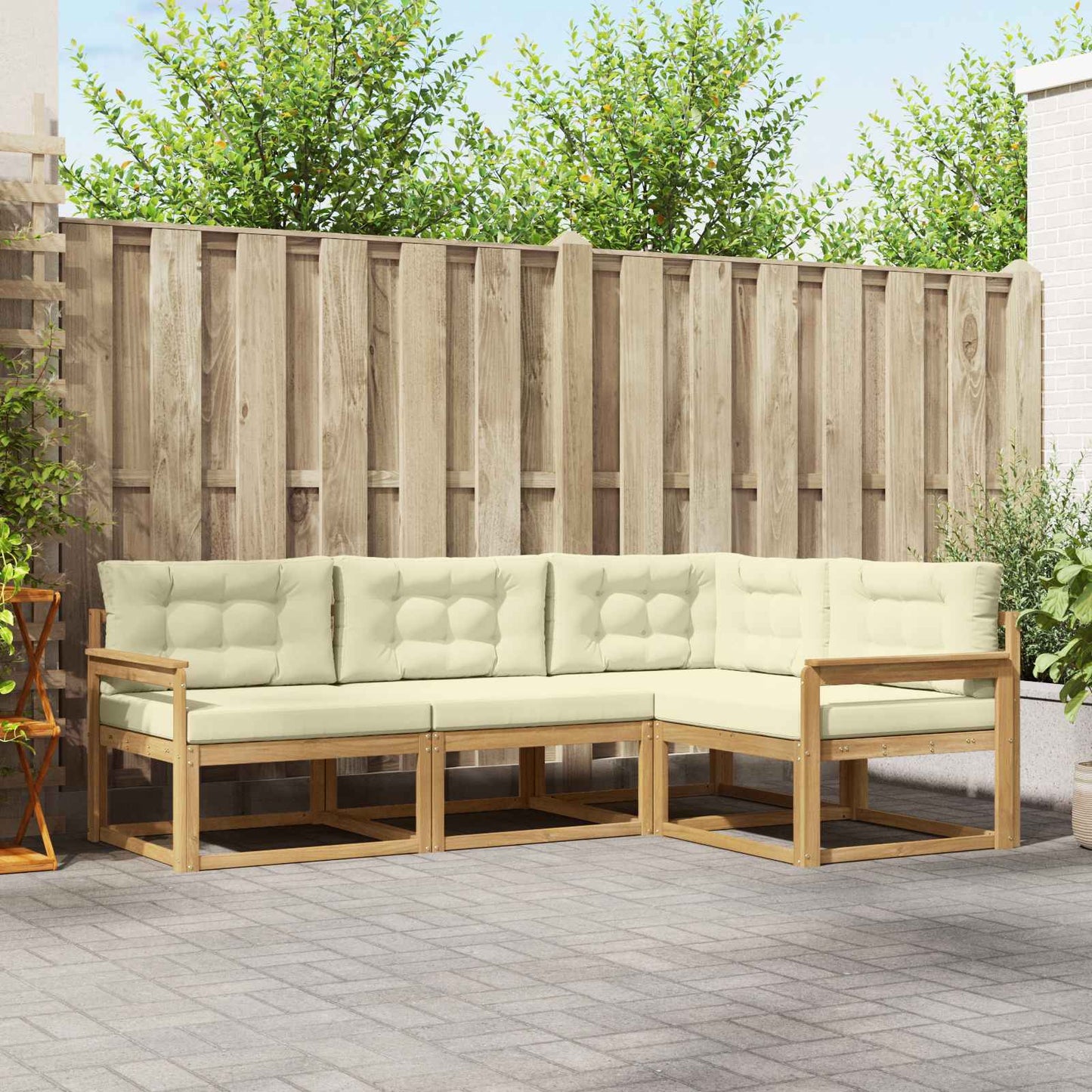 vidaXL Σειρά Καναπέ Εξωτερικού 3 pcs Λευκό και Κρεμ Πολυεστέρας