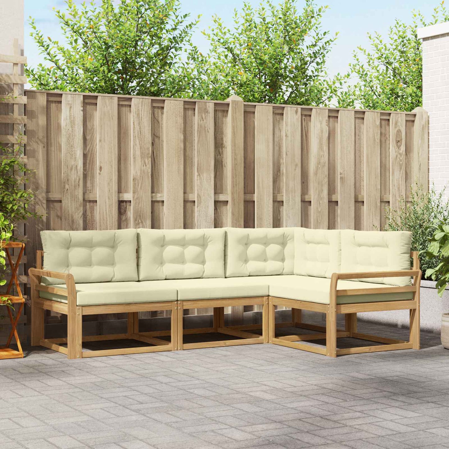 vidaXL Σειρά Καναπέ Εξωτερικού 3 pcs Λευκό και Κρεμ Πολυεστέρας