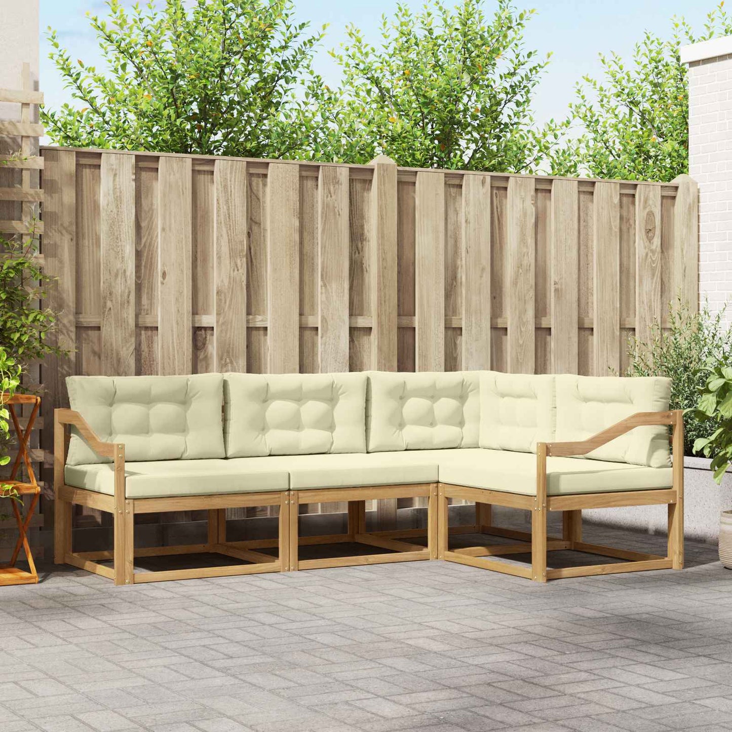 vidaXL Σειρά Καναπέ Εξωτερικού 3 pcs Λευκό και Κρεμ Πολυεστέρας