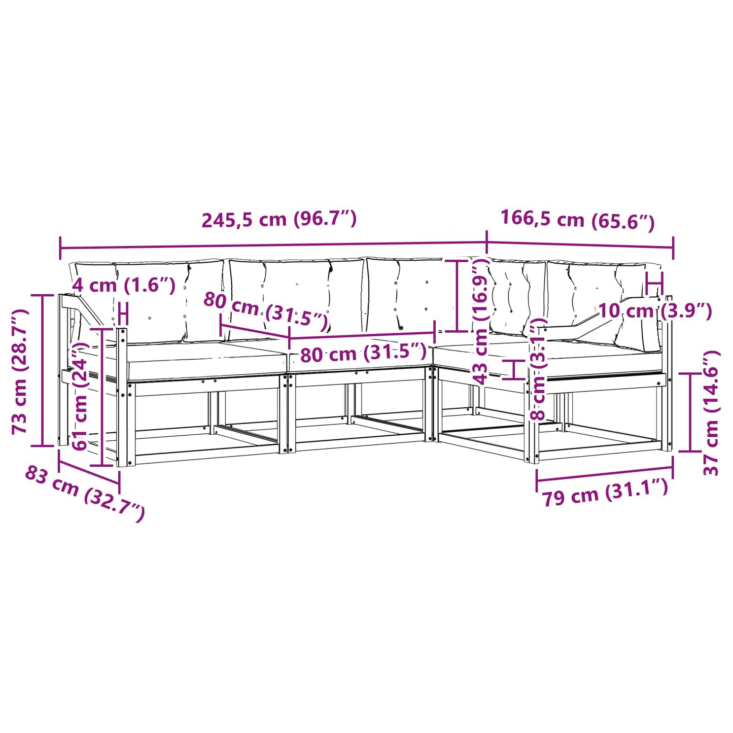 vidaXL Σειρά Καναπέ Εξωτερικού 3 pcs Άσπρο και Ανθρακί Πολυεστέρας