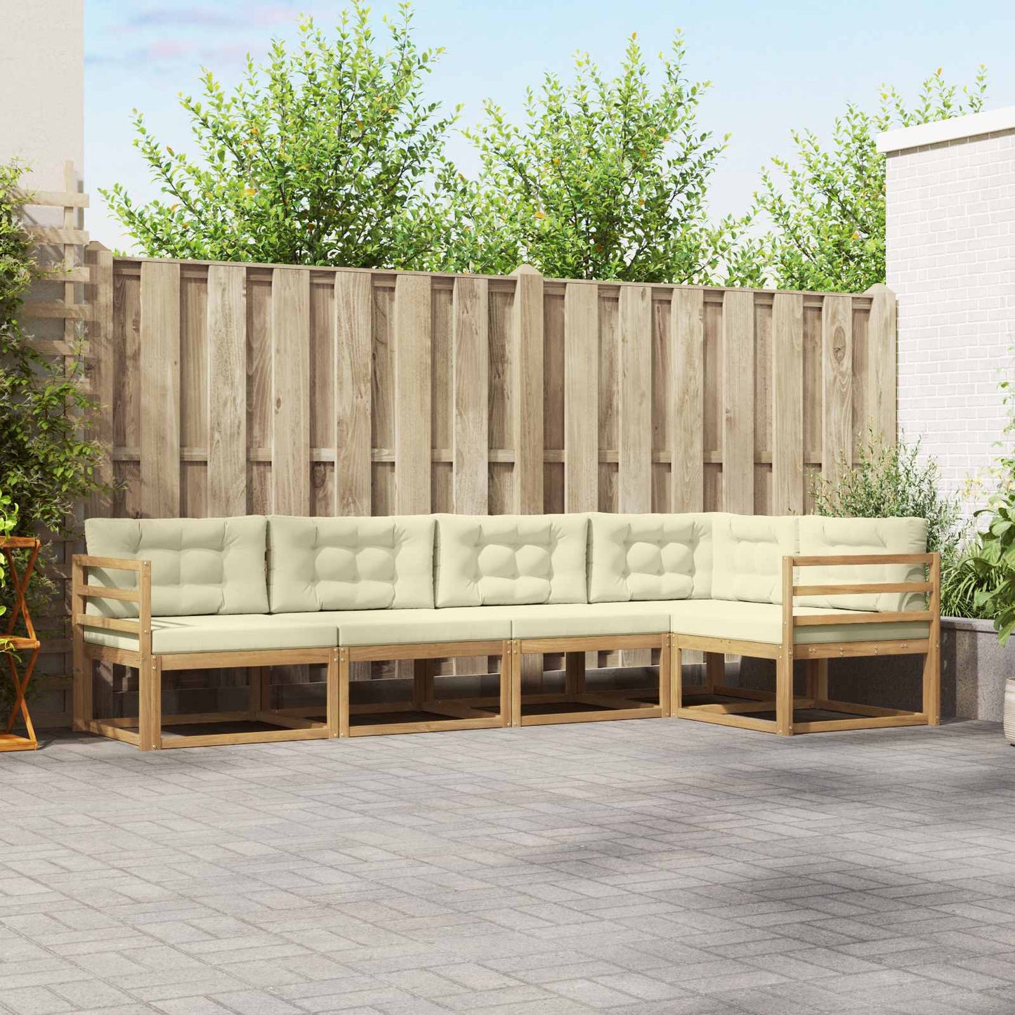 vidaXL Σειρά Καναπέ Εξωτερικού 4 pcs Λευκό και Κρεμ Πολυεστέρας