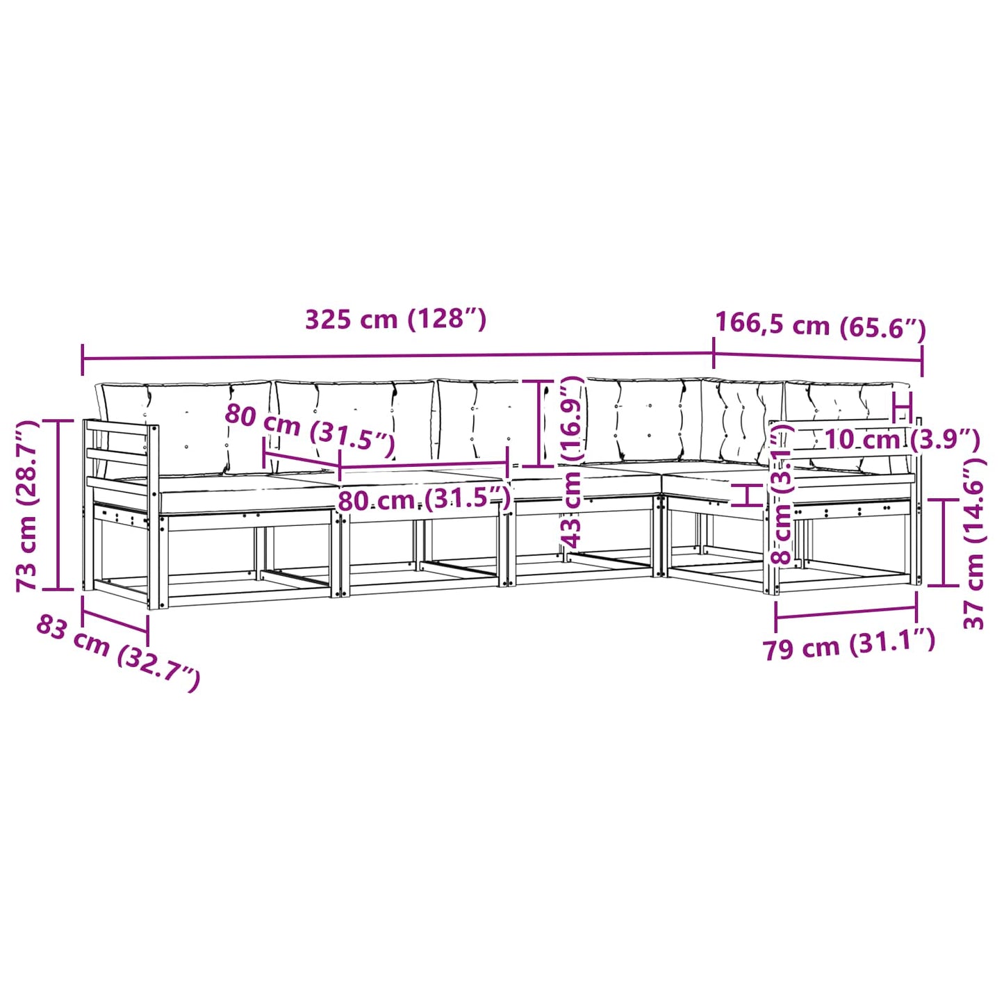 vidaXL Σειρά Καναπέ Εξωτερικού 4 pcs Άσπρο και Ανθρακί Πολυεστέρας