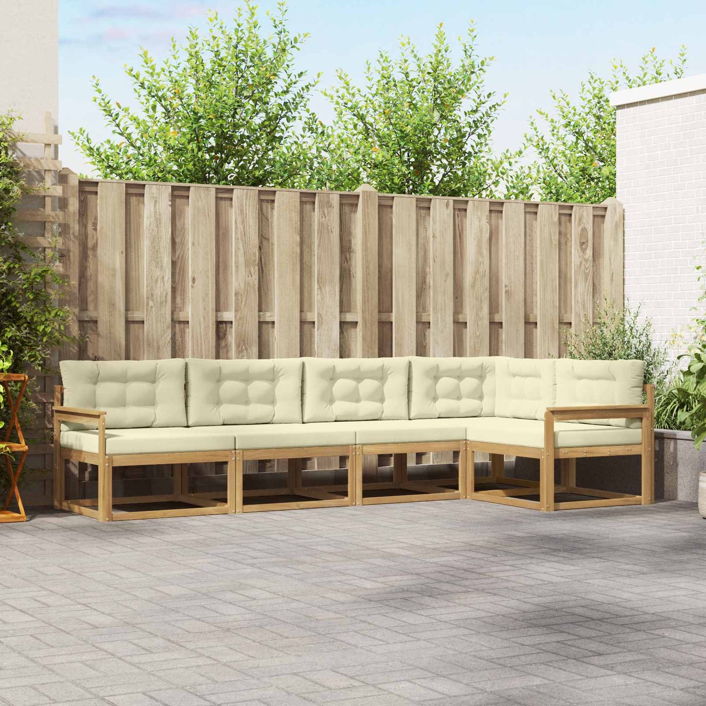 vidaXL Σειρά Καναπέ Εξωτερικού 4 pcs Λευκό και Κρεμ Πολυεστέρας