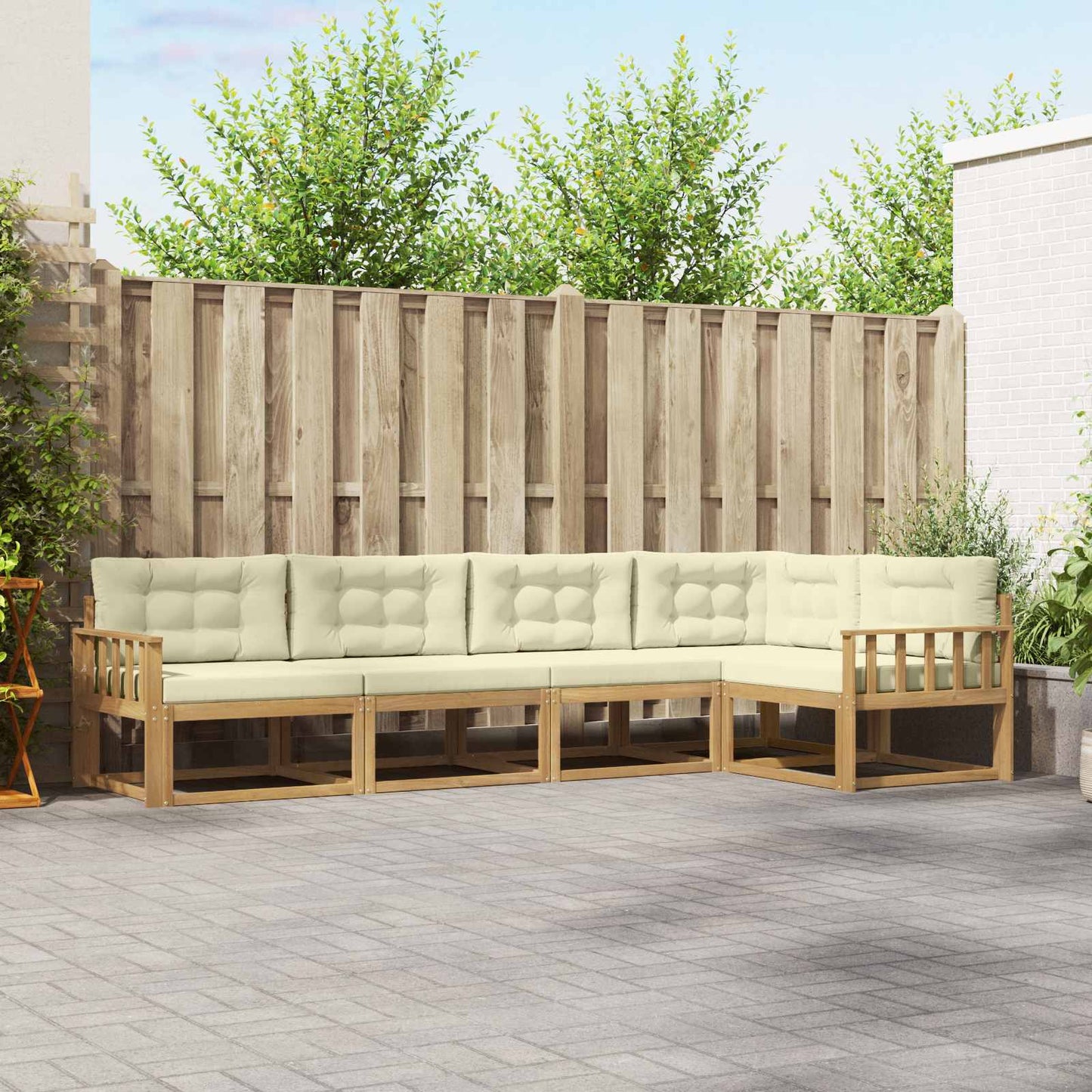 vidaXL Σειρά Καναπέ Εξωτερικού 4 pcs Λευκό και Κρεμ Πολυεστέρας