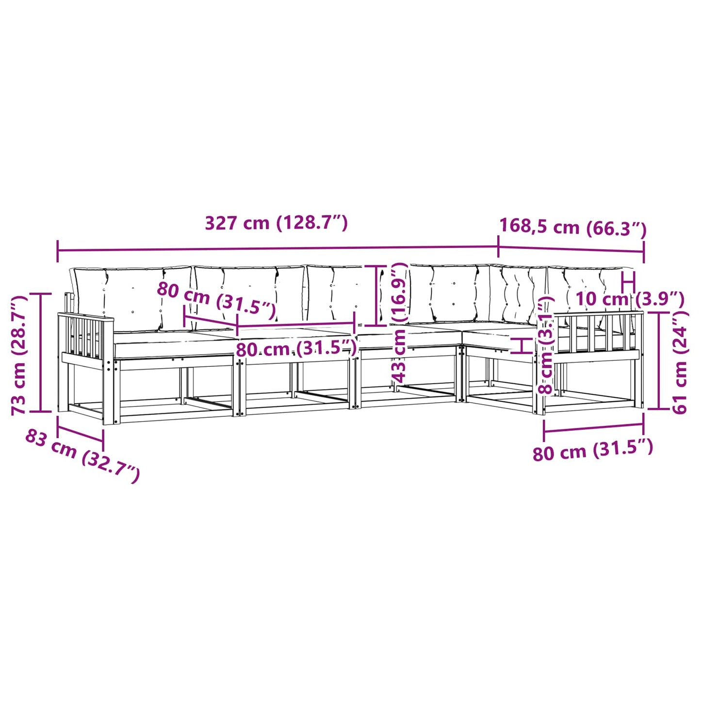 vidaXL Σειρά Καναπέ Εξωτερικού 4 pcs Άσπρο και Ανθρακί Πολυεστέρας