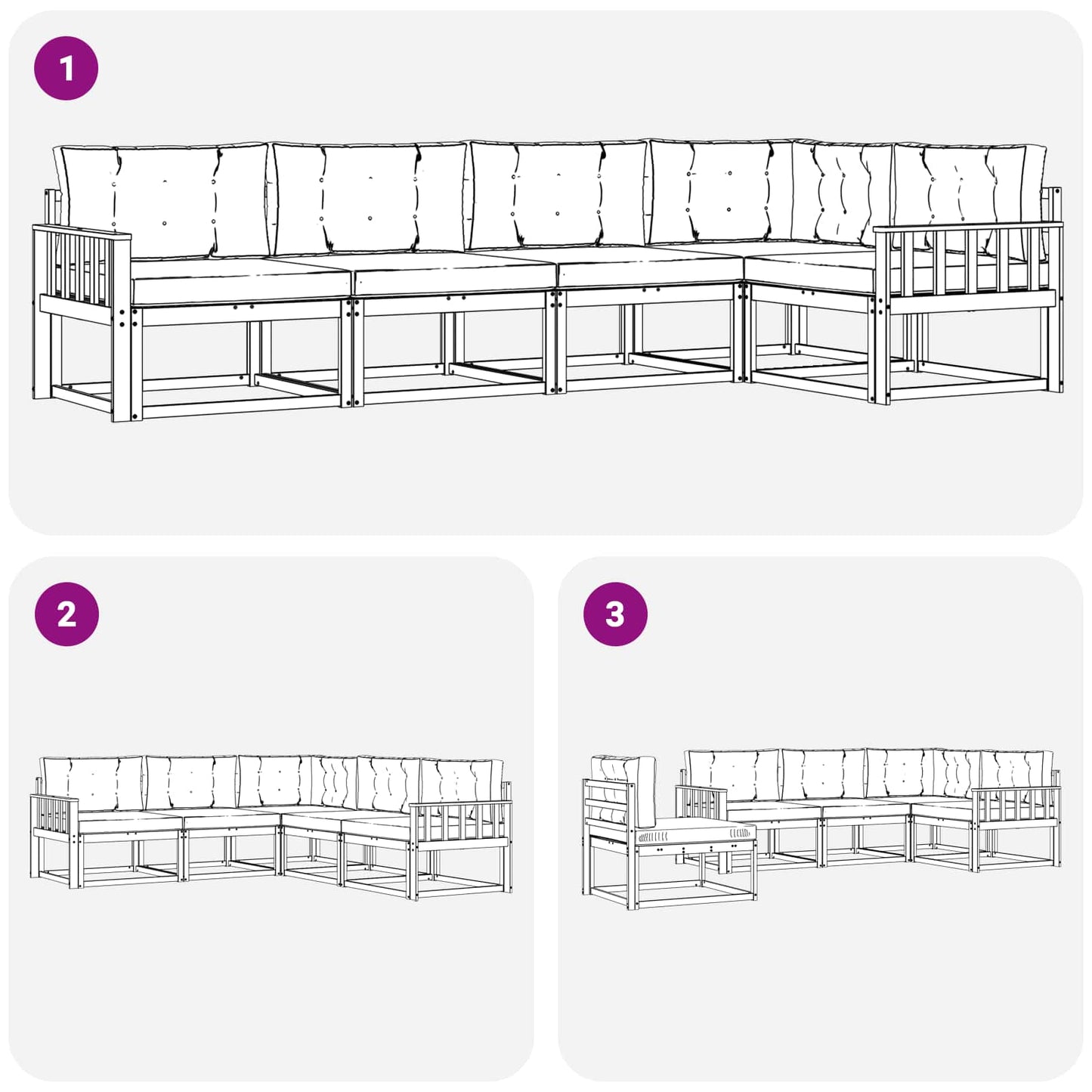 vidaXL Σειρά Καναπέ Εξωτερικού 4 pcs Άσπρο και Ανθρακί Πολυεστέρας