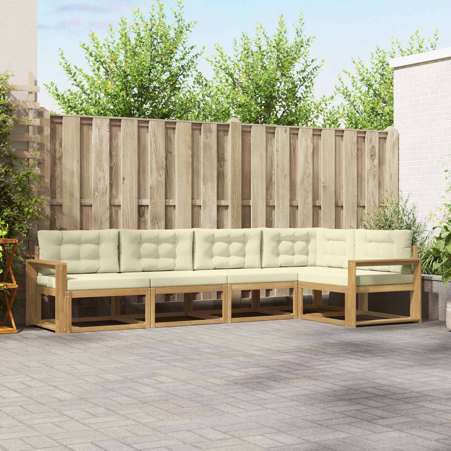 vidaXL Σειρά Καναπέ Εξωτερικού 4 pcs Λευκό και Κρεμ Πολυεστέρας