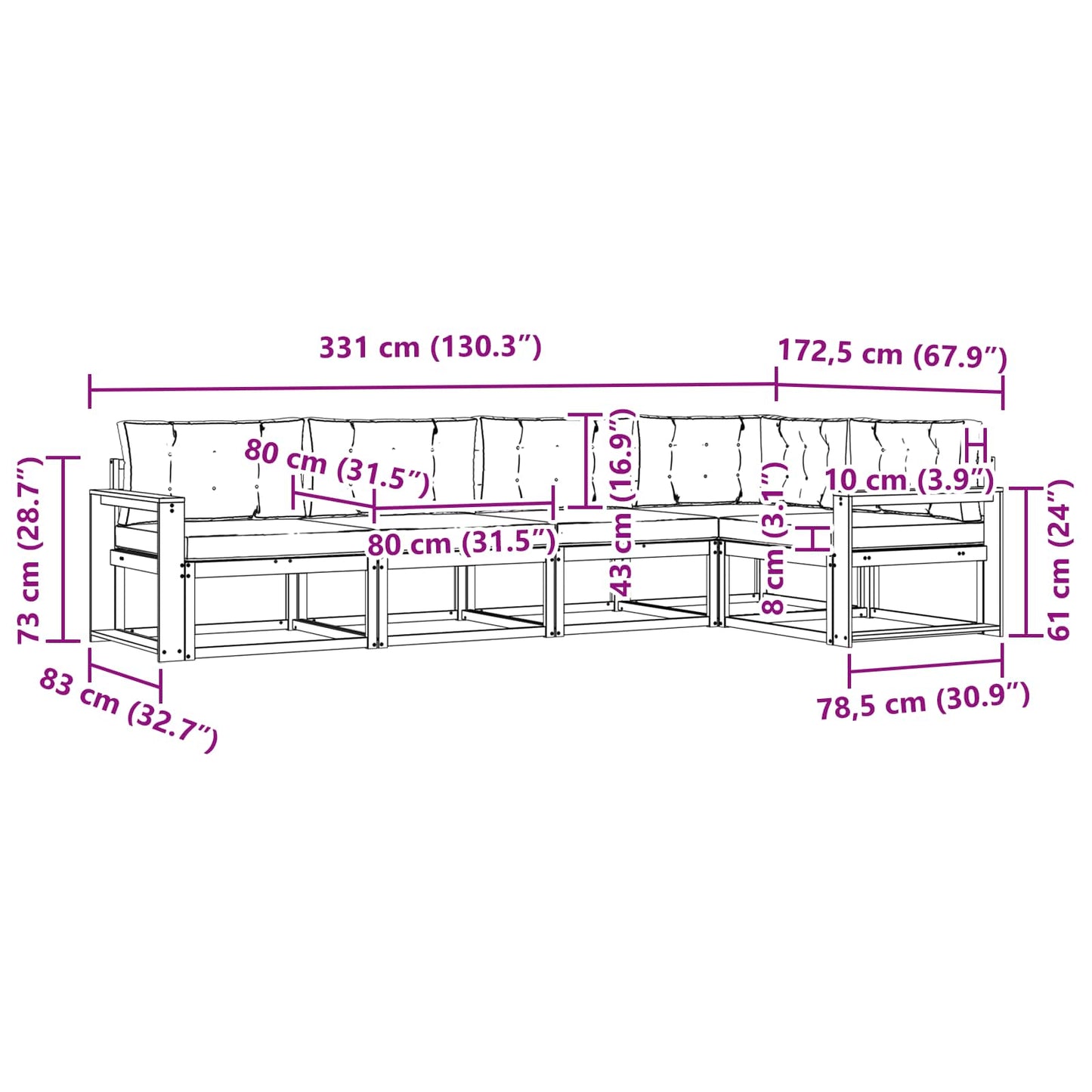 vidaXL Σειρά Καναπέ Εξωτερικού 4 pcs Λευκό και Κρεμ Πολυεστέρας