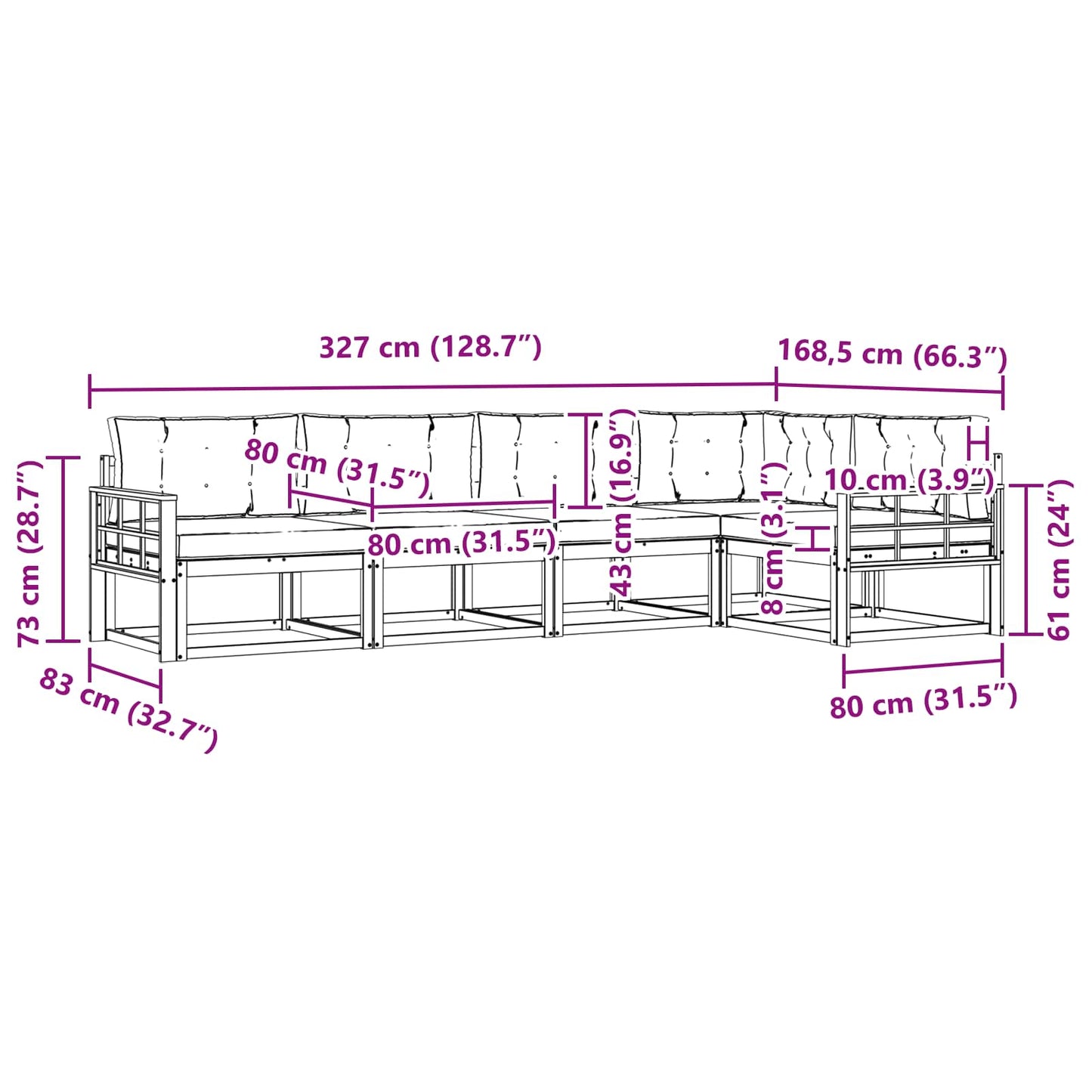 vidaXL Σειρά Καναπέ Εξωτερικού 4 pcs Λευκό και Κρεμ Πολυεστέρας
