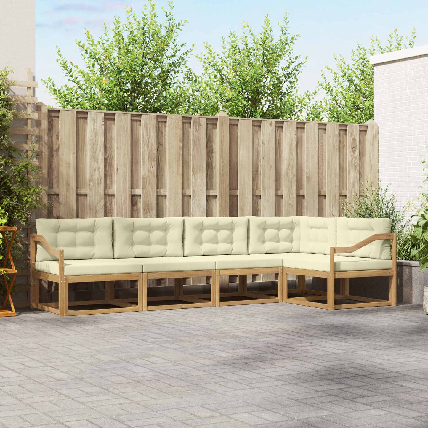 vidaXL Σειρά Καναπέ Εξωτερικού 4 pcs Λευκό και Κρεμ Πολυεστέρας
