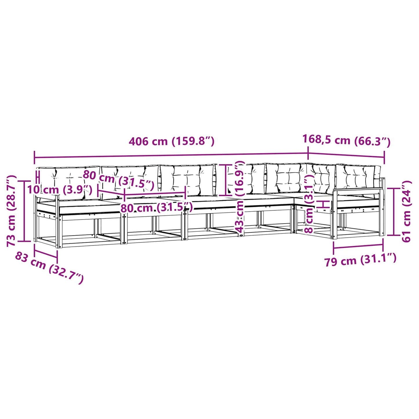 vidaXL Σειρά Καναπέ Εξωτερικού 4 pcs Λευκό και Κρεμ Πολυεστέρας
