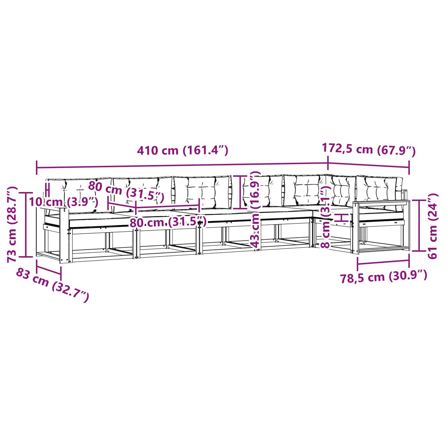 vidaXL Σειρά Καναπέ Εξωτερικού 4 pcs Λευκό και Κρεμ Πολυεστέρας