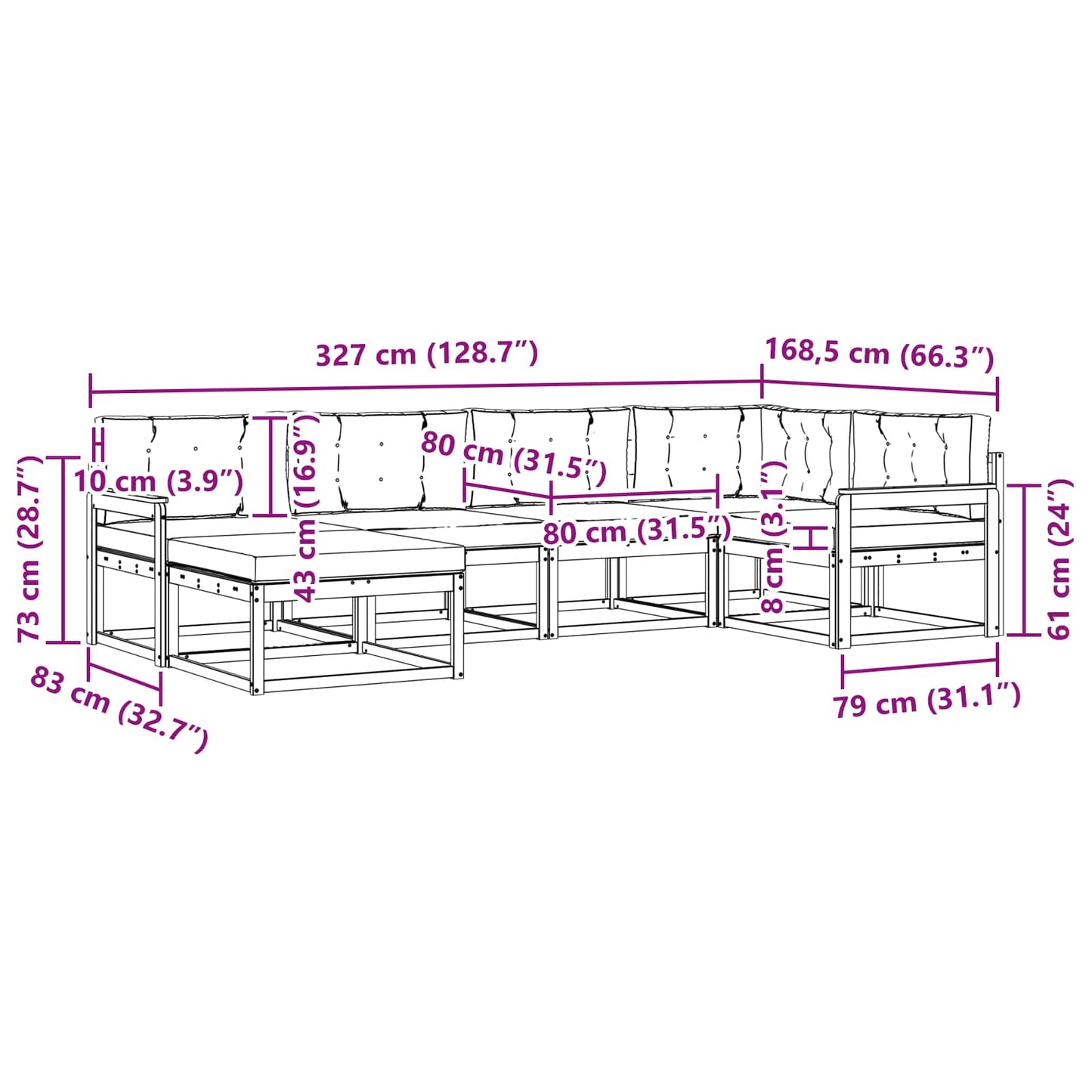 vidaXL Σειρά Καναπέ Εξωτερικού 5 pcs Λευκό και Κρεμ Πολυεστέρας