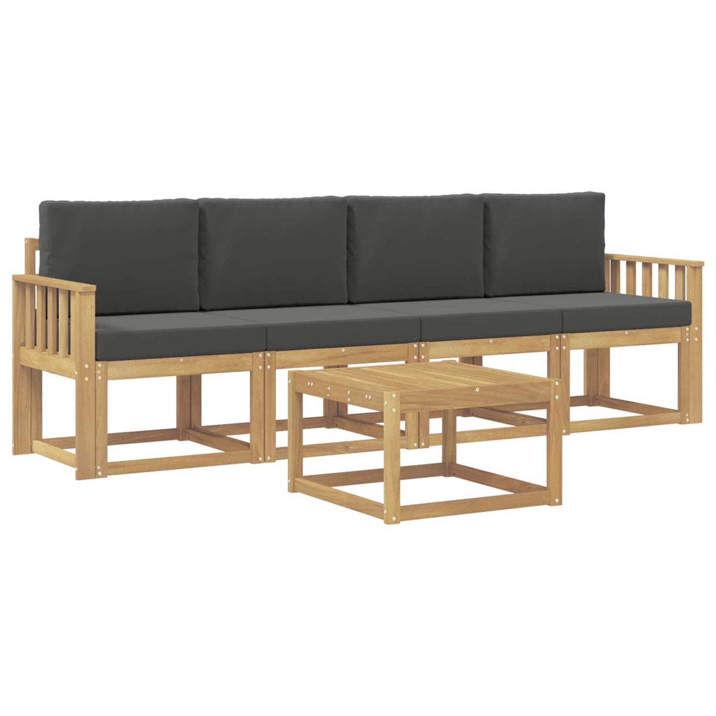 vidaXL Σειρά Καναπέ Εξωτερικού με μαξιλάρι 5 pcs Άσπρο και Ανθρακί