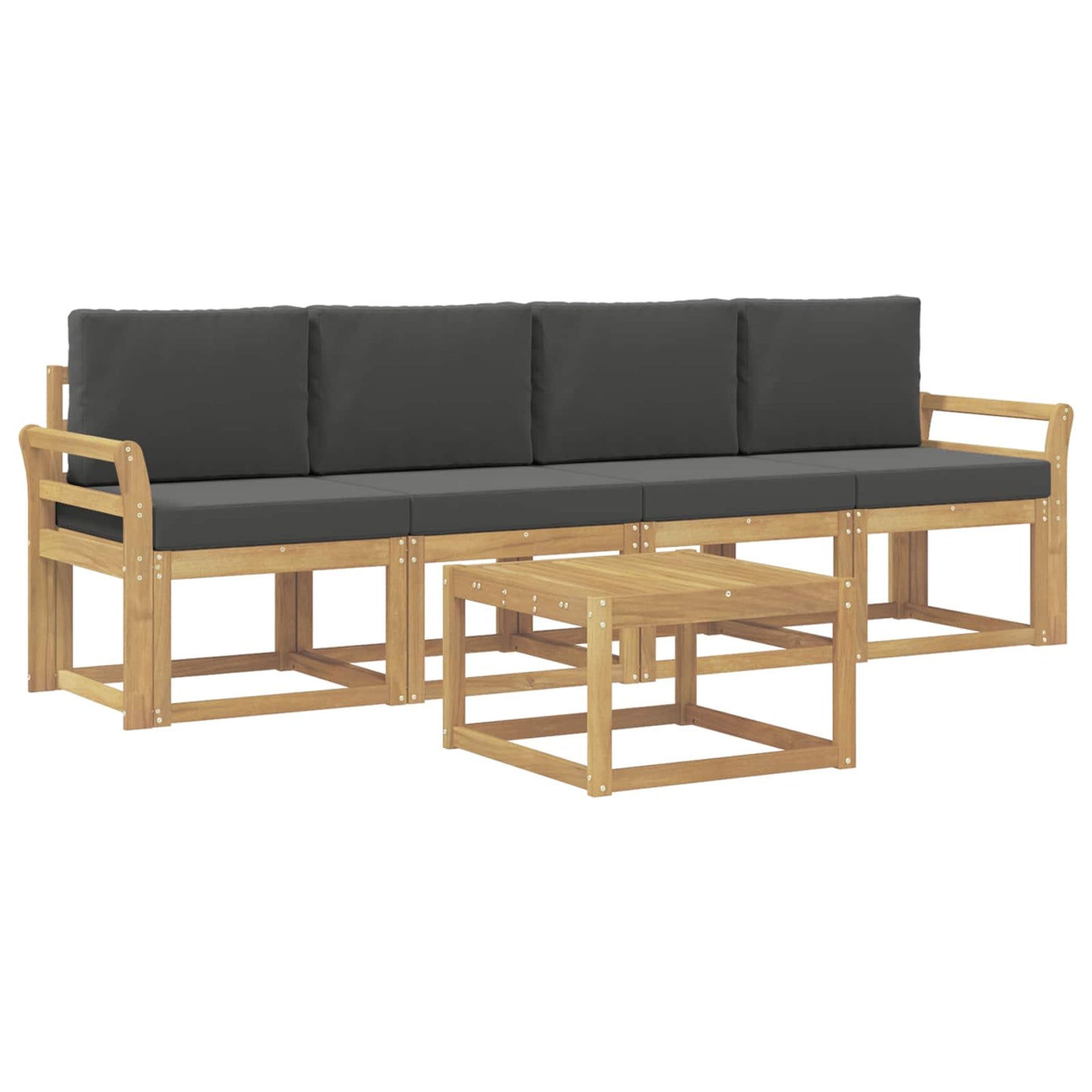 vidaXL Σειρά Καναπέ Εξωτερικού με μαξιλάρι 5 pcs Άσπρο και Ανθρακί