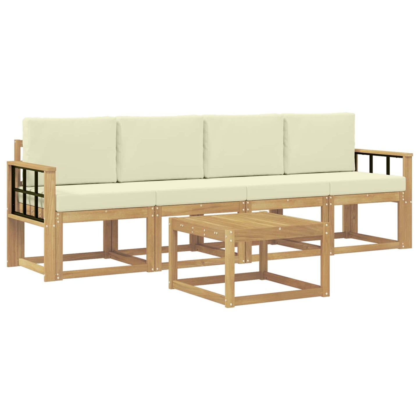 vidaXL Σειρά Καναπέ Εξωτερικού με μαξιλάρι 5 pcs Λευκό και Κρεμ