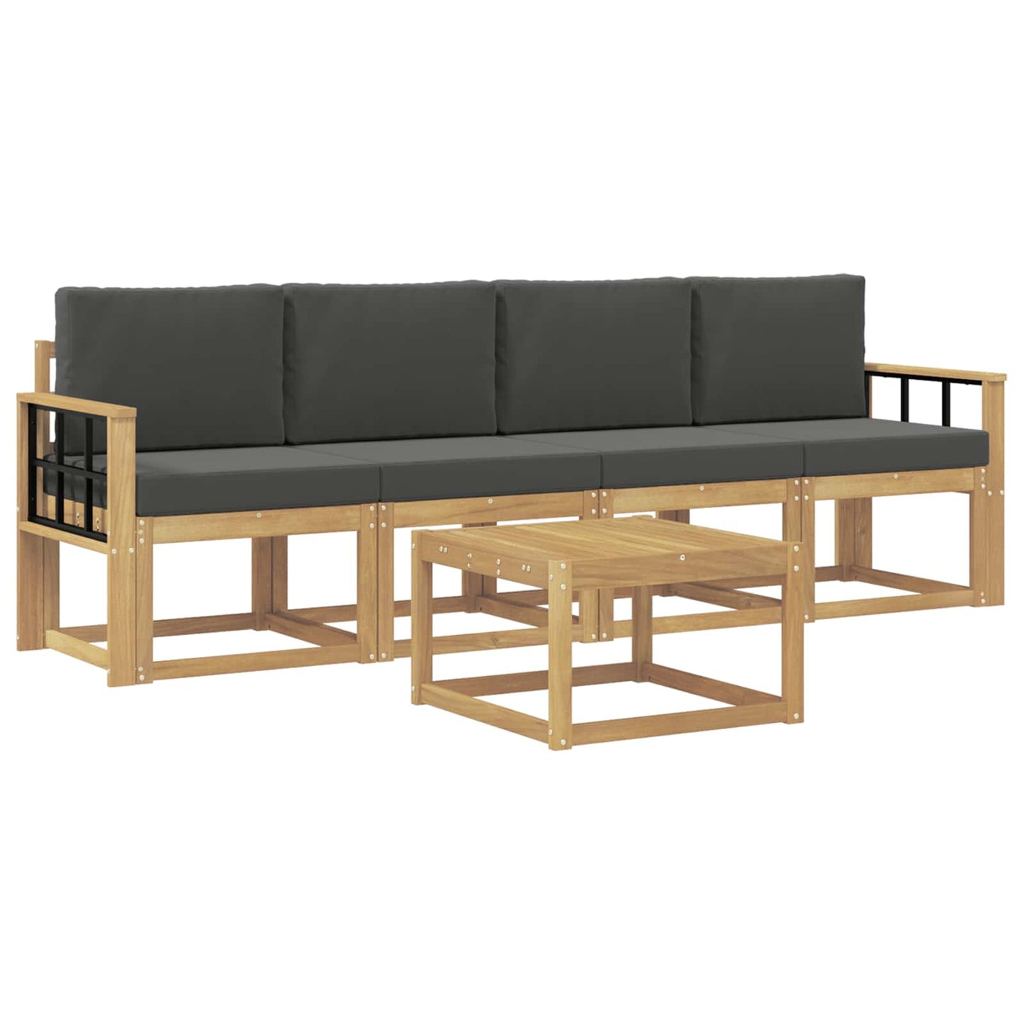 vidaXL Σειρά Καναπέ Εξωτερικού με μαξιλάρι 5 pcs Άσπρο και Ανθρακί