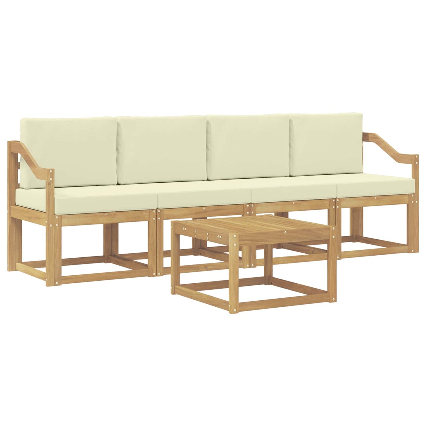 vidaXL Σειρά Καναπέ Εξωτερικού με μαξιλάρι 5 pcs Λευκό και Κρεμ