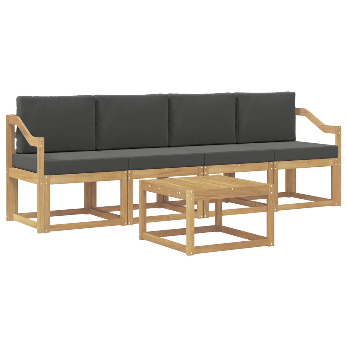 vidaXL Σειρά Καναπέ Εξωτερικού με μαξιλάρι 5 pcs Άσπρο και Ανθρακί