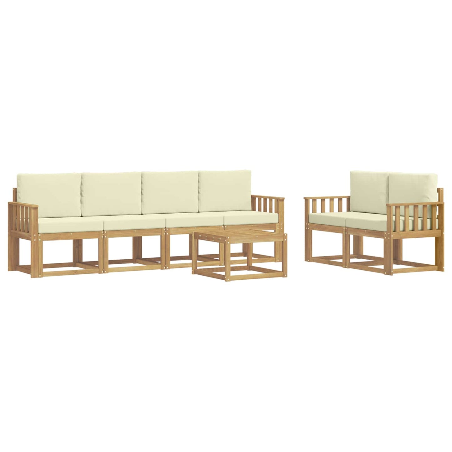 vidaXL Σειρά Καναπέ Εξωτερικού με μαξιλάρι 7 pcs Λευκό και Κρεμ