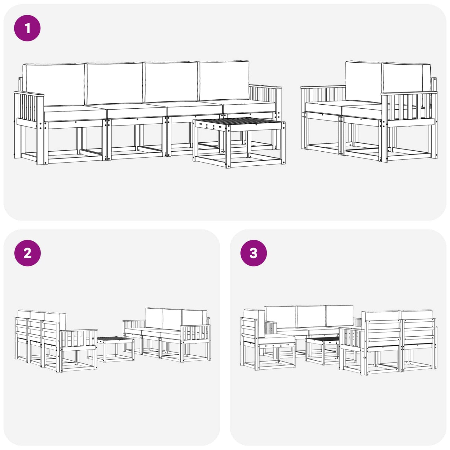 vidaXL Σειρά Καναπέ Εξωτερικού με μαξιλάρι 7 pcs Λευκό και Κρεμ