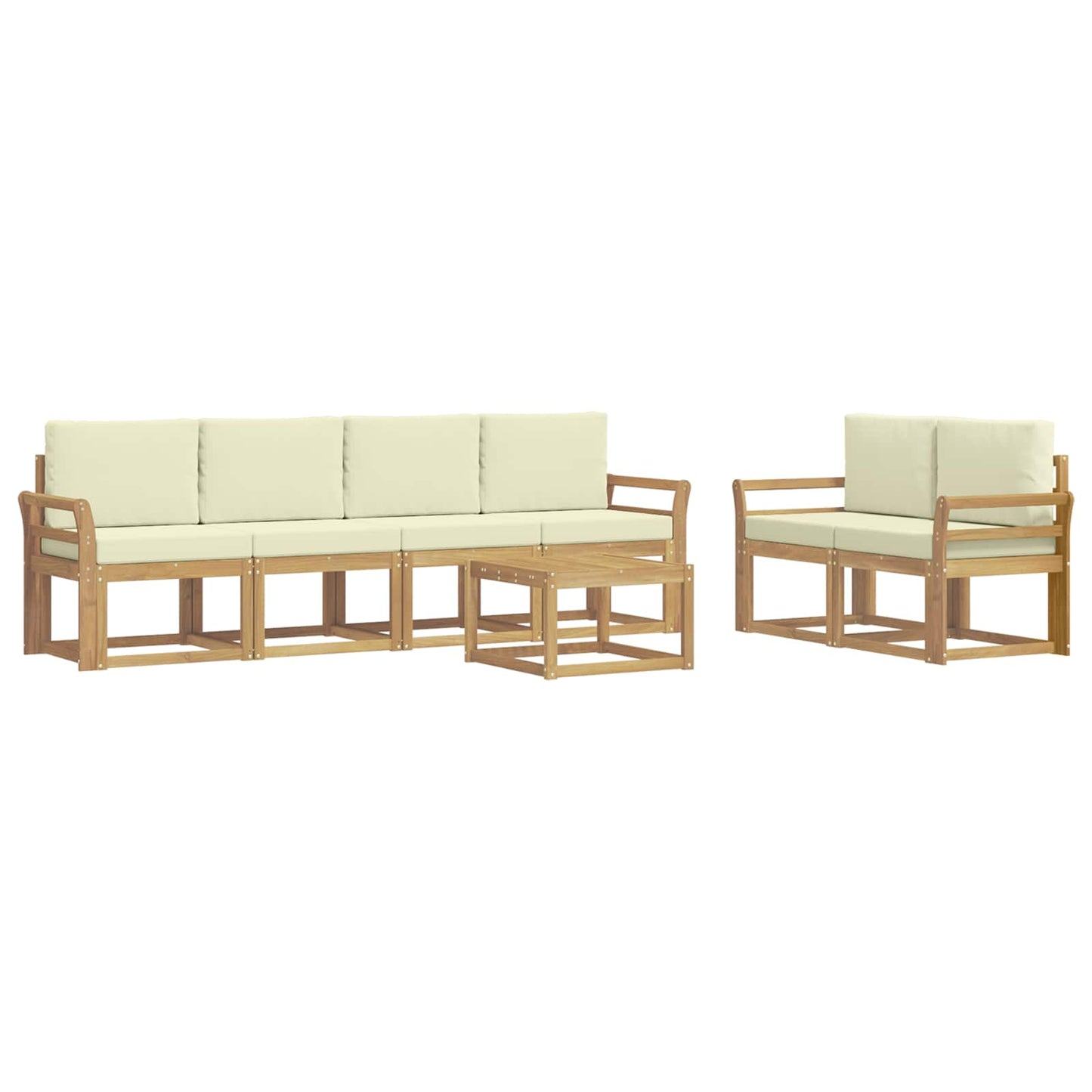 vidaXL Σειρά Καναπέ Εξωτερικού με μαξιλάρι 7 pcs Λευκό και Κρεμ