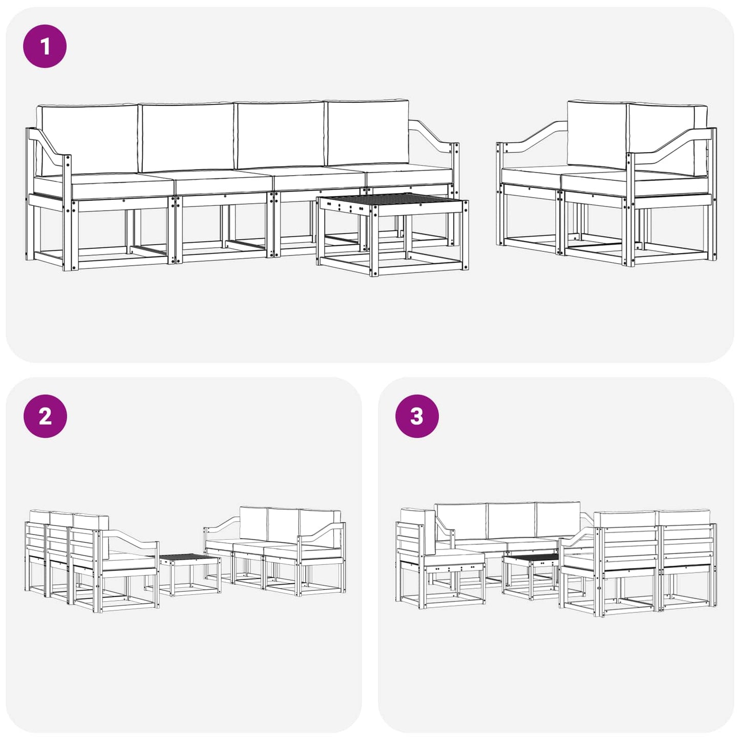 vidaXL Σειρά Καναπέ Εξωτερικού με μαξιλάρι 7 pcs Άσπρο και Ανθρακί