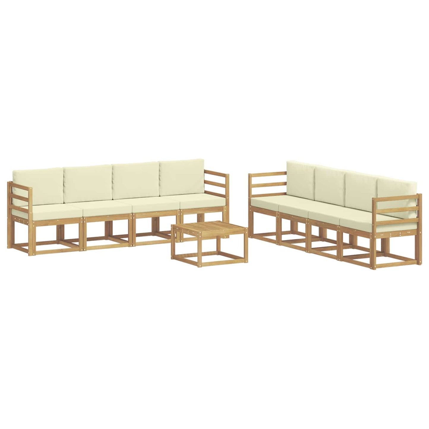 vidaXL Σειρά Καναπέ Εξωτερικού με μαξιλάρι 9 pcs Λευκό και Κρεμ