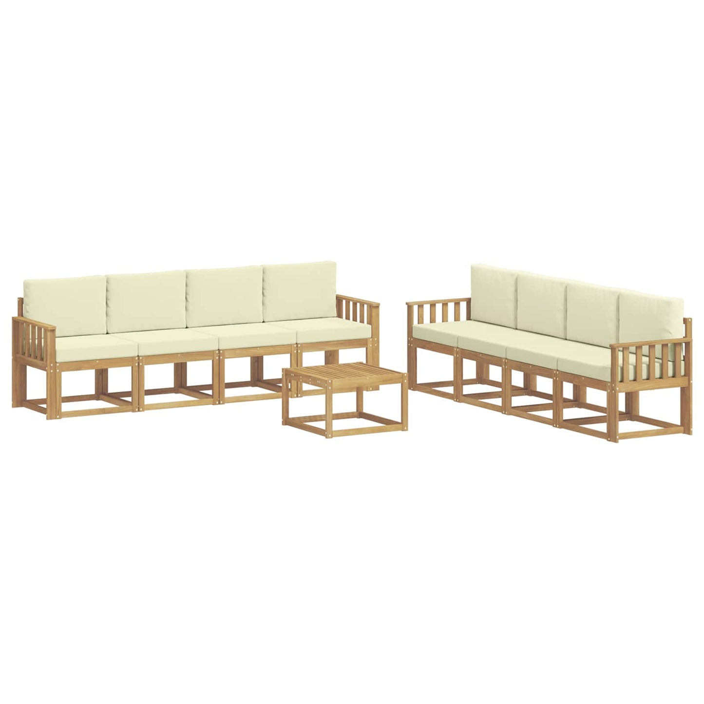 vidaXL Σειρά Καναπέ Εξωτερικού με μαξιλάρι 9 pcs Λευκό και Κρεμ