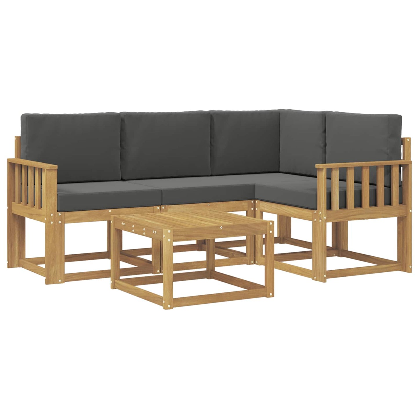 vidaXL Σειρά Καναπέ Εξωτερικού με μαξιλάρι 5 pcs Άσπρο και Ανθρακί
