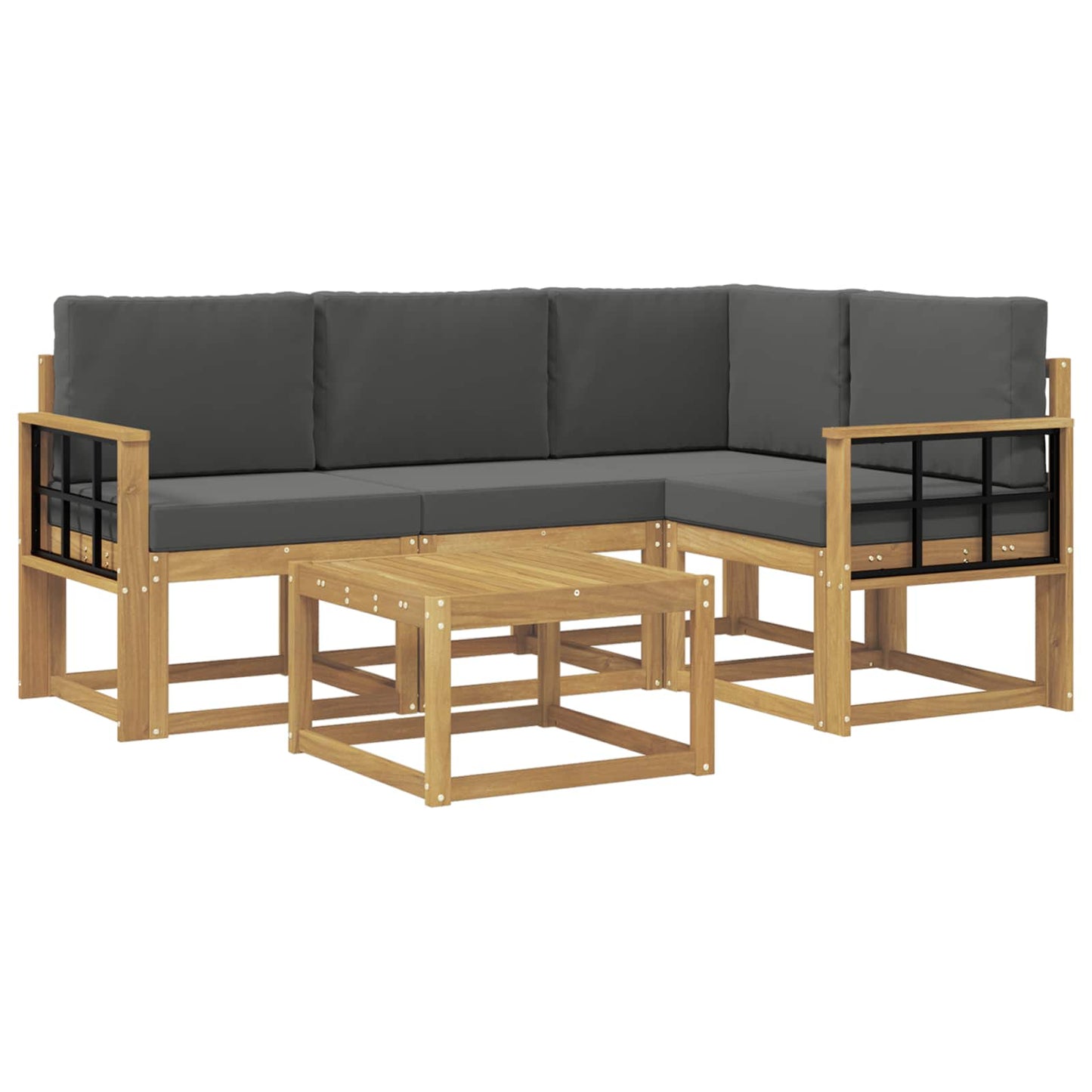 vidaXL Σειρά Καναπέ Εξωτερικού με μαξιλάρι 5 pcs Άσπρο και Ανθρακί