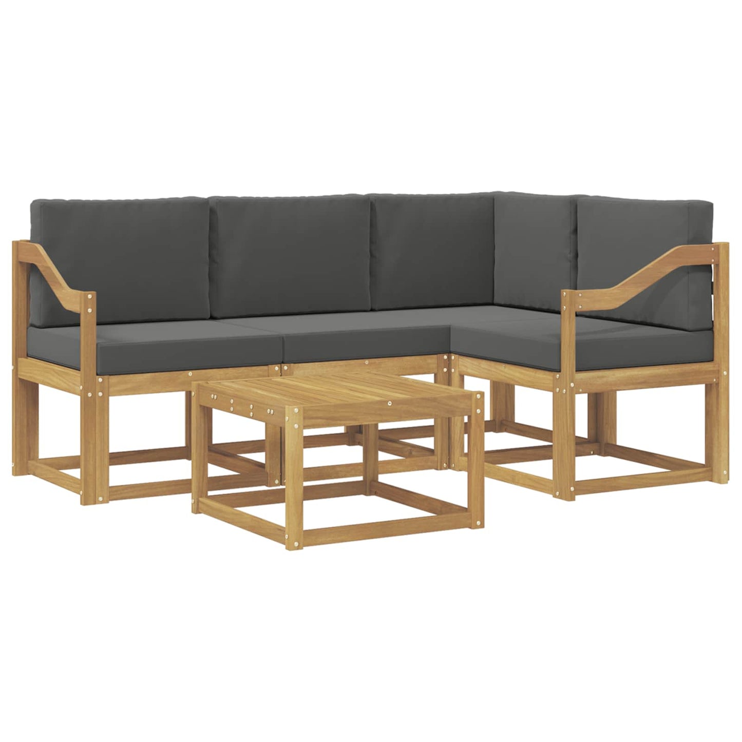 vidaXL Σειρά Καναπέ Εξωτερικού με μαξιλάρι 5 pcs Άσπρο και Ανθρακί