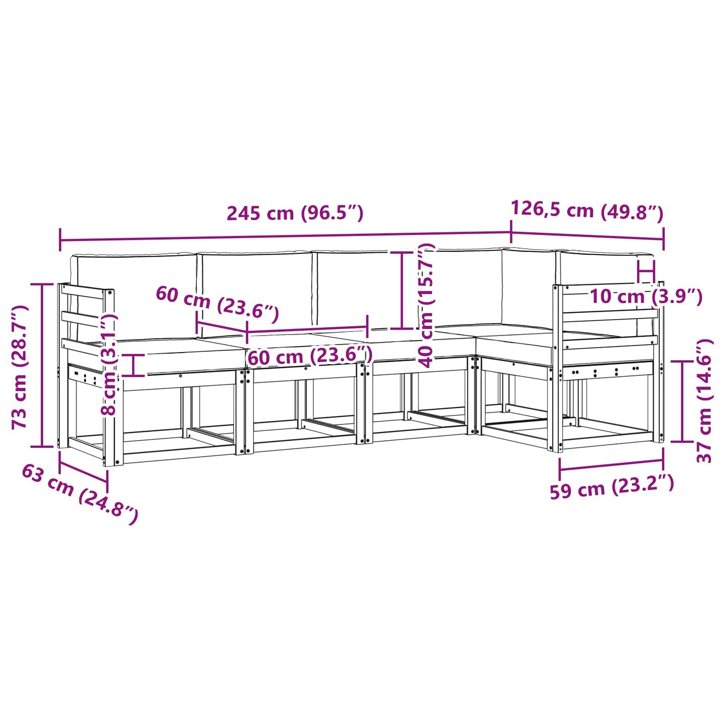 vidaXL Σειρά Καναπέ Εξωτερικού 5 pcs Λευκό και Ανοιχτό Γκρι