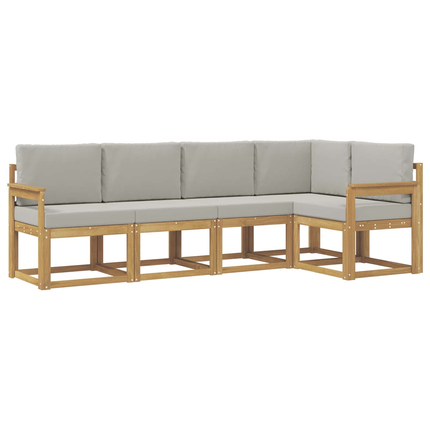 vidaXL Σειρά Καναπέ Εξωτερικού 5 pcs Λευκό και Ανοιχτό Γκρι