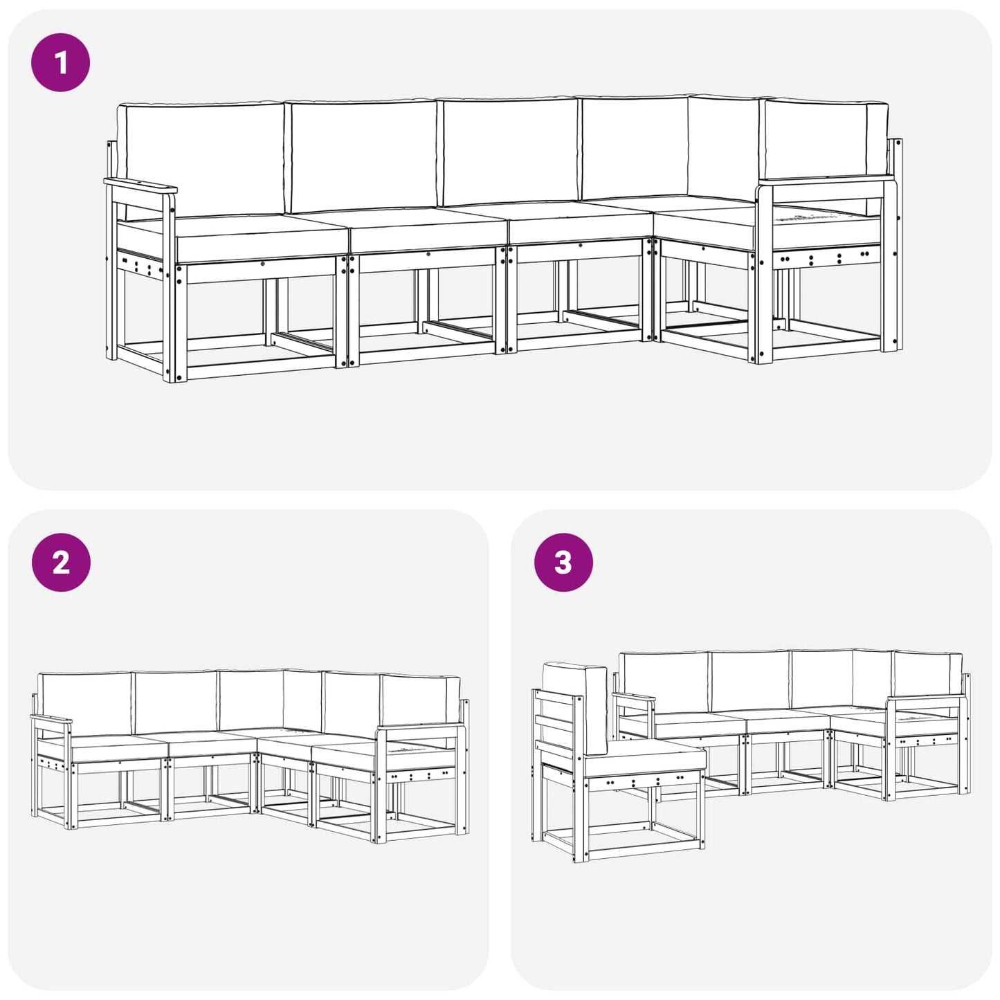 vidaXL Σειρά Καναπέ Εξωτερικού 5 pcs Λευκό και Ανοιχτό Γκρι