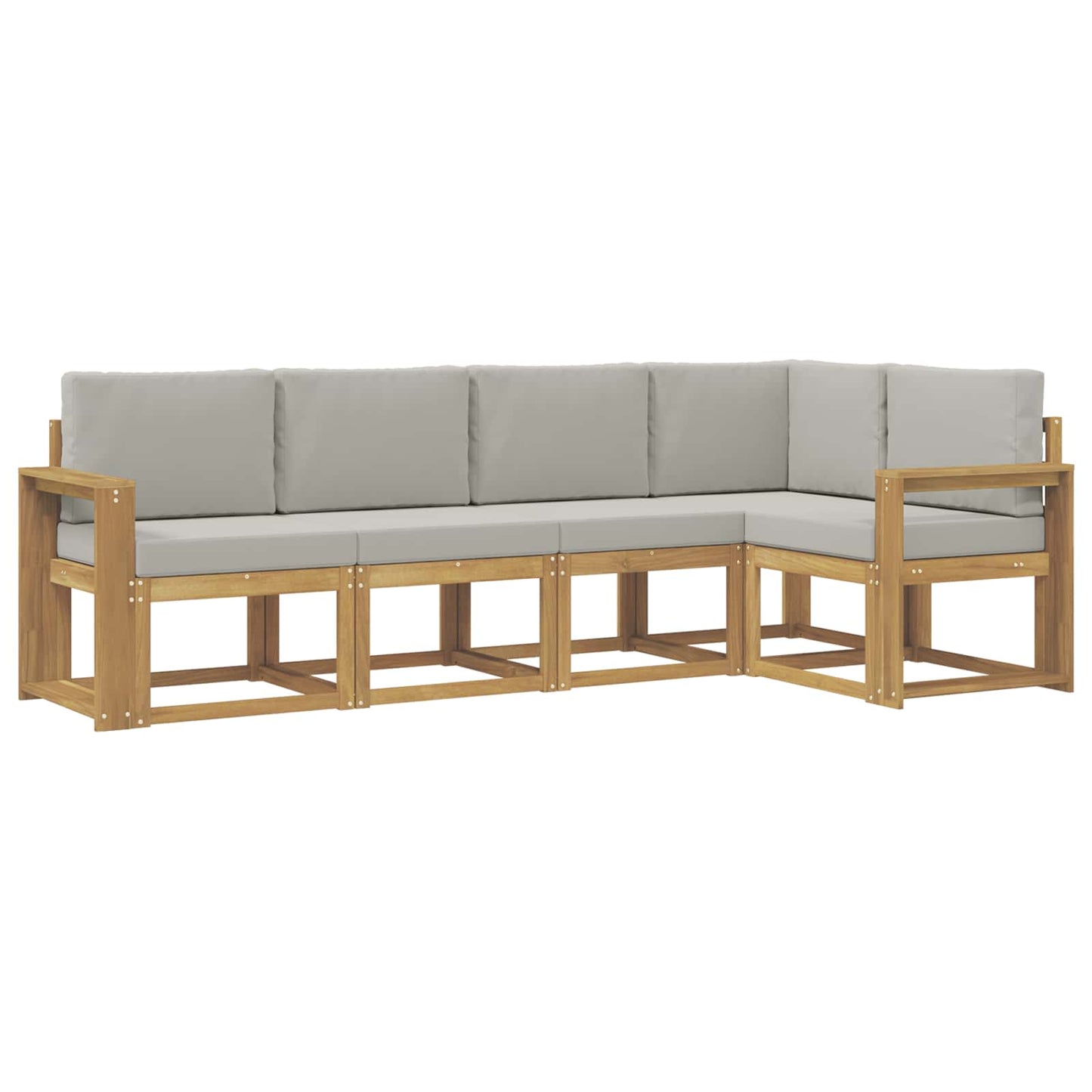 vidaXL Σειρά Καναπέ Εξωτερικού 5 pcs Λευκό και Ανοιχτό Γκρι