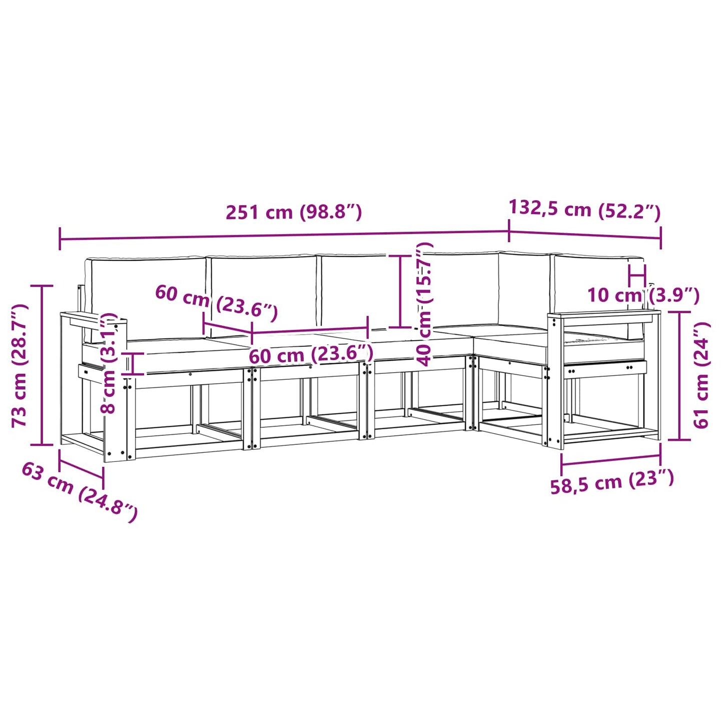 vidaXL Σειρά Καναπέ Εξωτερικού 5 pcs Λευκό και Ανοιχτό Γκρι