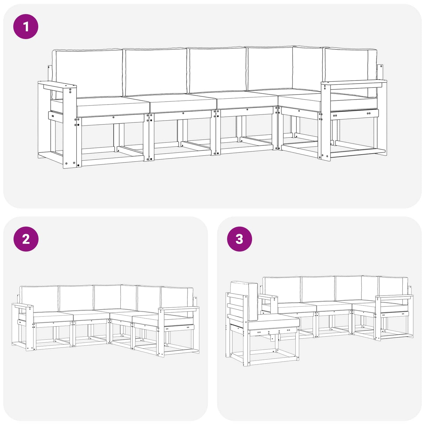 vidaXL Σειρά Καναπέ Εξωτερικού 5 pcs Λευκό και Ανοιχτό Γκρι