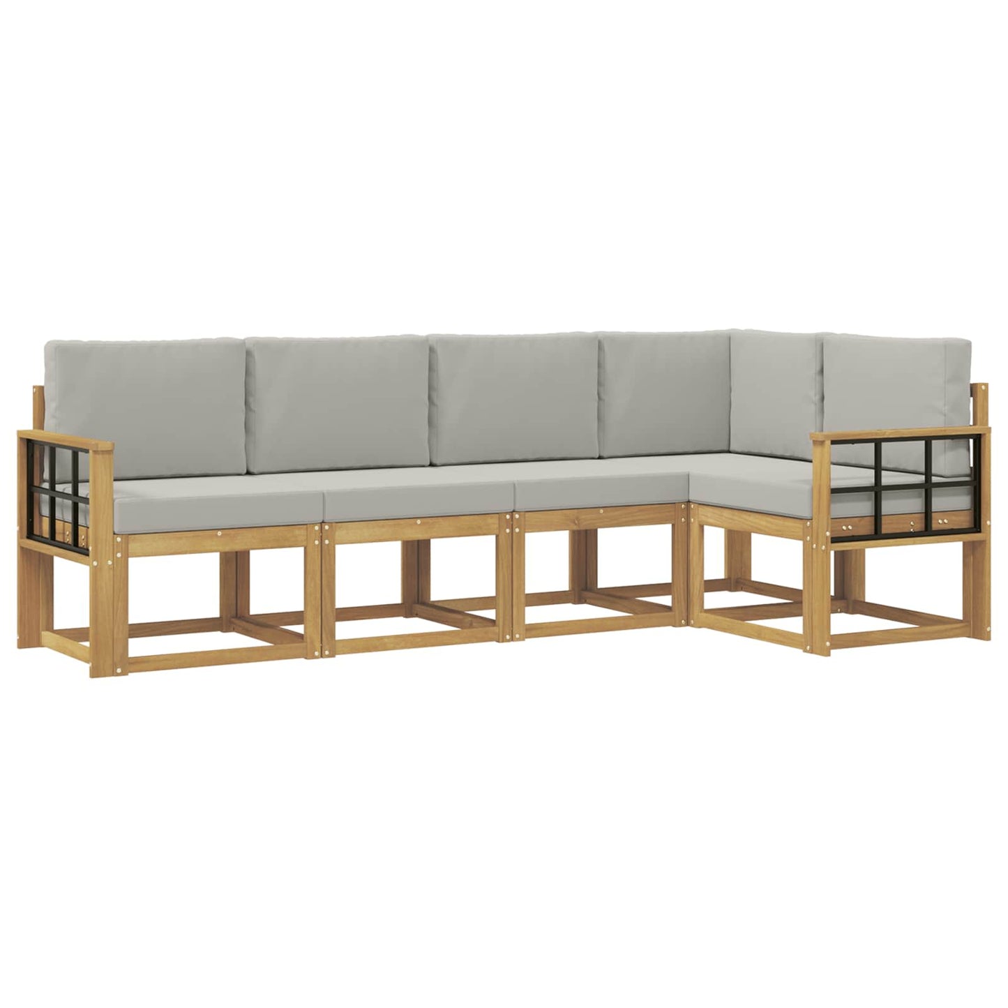 vidaXL Σειρά Καναπέ Εξωτερικού 5 pcs Λευκό και Ανοιχτό Γκρι