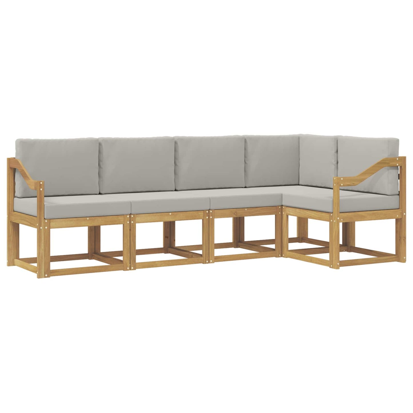 vidaXL Σειρά Καναπέ Εξωτερικού 5 pcs Λευκό και Ανοιχτό Γκρι