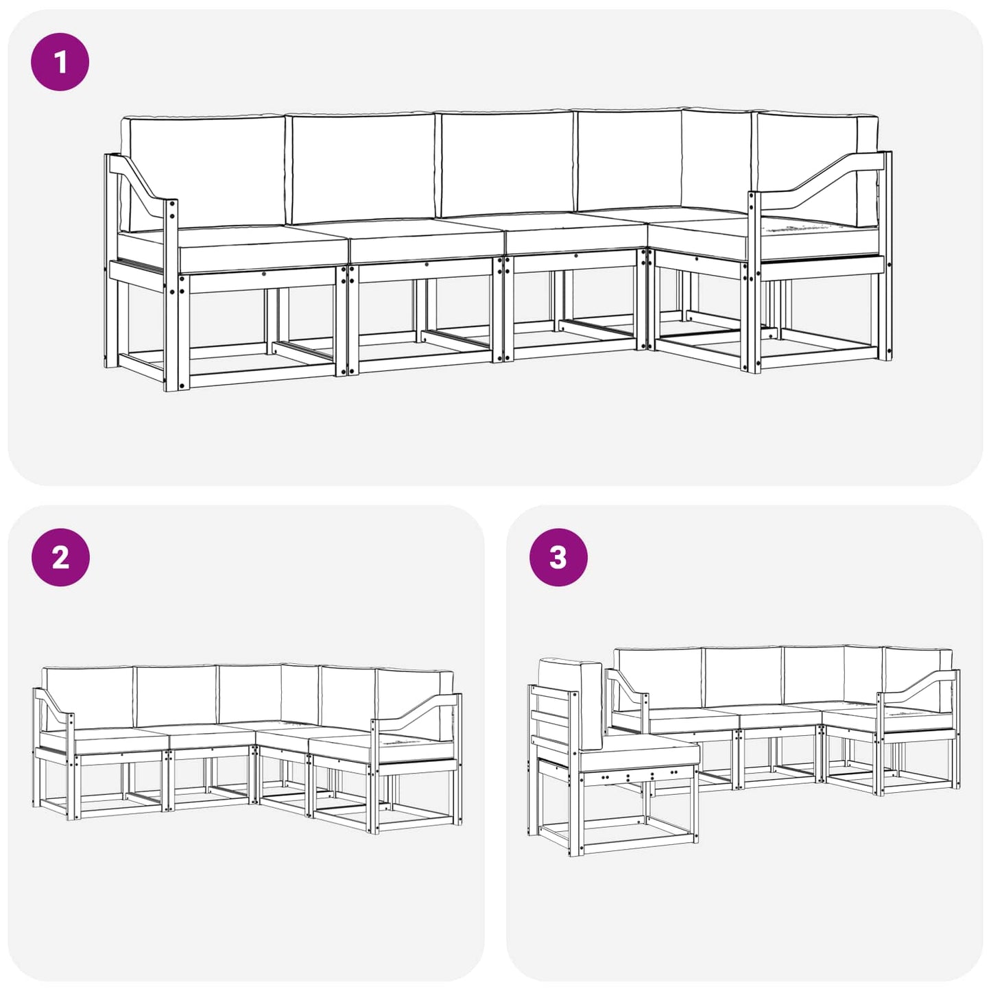 vidaXL Σειρά Καναπέ Εξωτερικού 5 pcs Λευκό και Ανοιχτό Γκρι