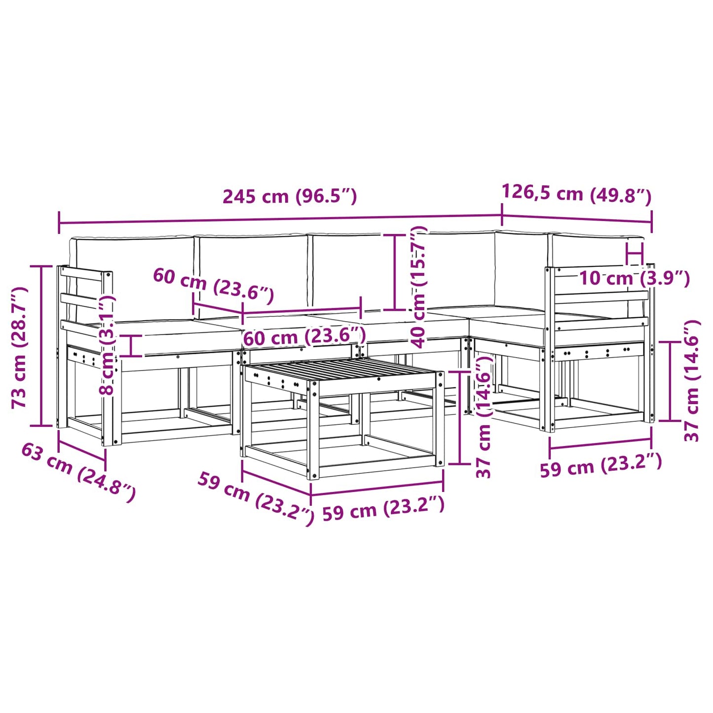vidaXL Σειρά Καναπέ Εξωτερικού 6 pcs Λευκό και Ανοιχτό Γκρι